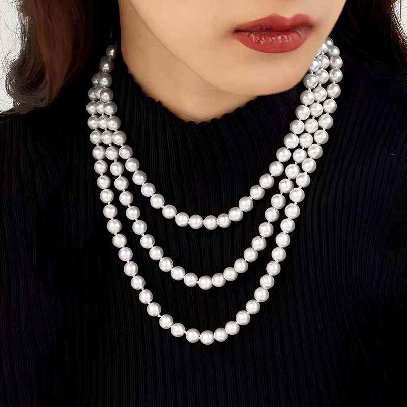 Zeffy Pearl Necklace 8MM Dainty Round Imitation Pearl Choker Necklace Wedding Pearl Necklace Delicate Jewelry for Women Simple Bridesmaid Jewelry Gifts - Image 3